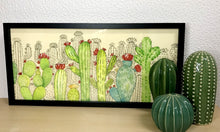 Carregar imagem no visualizador da galeria, Quadro com ilustração, com Moldura, Cactos, Pop Art, Decoração, Arte para Pendura, Fine art, Gravura, reprodução, Arte Impressa, Giclée