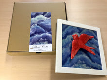 Carregar imagem no visualizador da galeria, Quadro Azulejo Andorinha, Nuvens/Azul e vermelho - 24x24cm