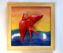Carregar imagem no visualizador da galeria, Quadro Azulejo Andorinha, Pôr do Sol - Colorido - 24x24cm