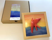 Carregar imagem no visualizador da galeria, Quadro Azulejo Andorinha, Pôr do Sol - Colorido - 24x24cm