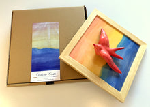 Carregar imagem no visualizador da galeria, Quadro Azulejo Andorinha, Pôr do Sol - Colorido - 24x24cm