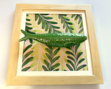 Carregar imagem no visualizador da galeria, Quadro Azulejo Sardinha, Folhagem Verde/ Verde- 24x24cm