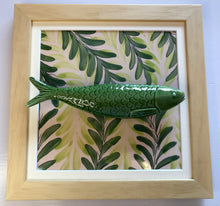 Carregar imagem no visualizador da galeria, Quadro Azulejo Sardinha, Folhagem Verde/ Verde- 24x24cm
