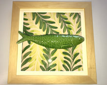 Carregar imagem no visualizador da galeria, Quadro Azulejo Sardinha, Folhagem Verde/ Verde- 24x24cm