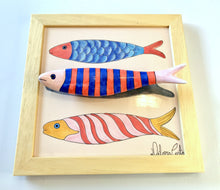 Carregar imagem no visualizador da galeria, Quadro Azulejo Sardinha, Divertidas/ Trio/ Super Colorido - 24x24cm
