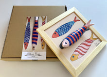 Carregar imagem no visualizador da galeria, Quadro Azulejo Sardinha, Divertidas/ Trio/ Super Colorido - 24x24cm