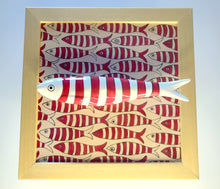 Carregar imagem no visualizador da galeria, Quadro Azulejo Sardinha, Listrado/ Vermelho- 24x24cm