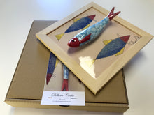 Carregar imagem no visualizador da galeria, Quadro Azulejo Sardinha, Trio de Sardilhas- 24x24cm
