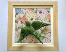Carregar imagem no visualizador da galeria, Quadro Azulejo Andorinha, Flores - coloridas - 24x24cm