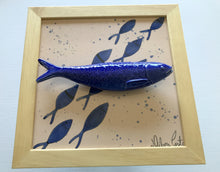Carregar imagem no visualizador da galeria, Quadro Azulejo Sardinha, Cardume/Azul - 24x24cm