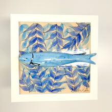 Carregar imagem no visualizador da galeria, Quadro Azulejo Sardinha, Folhagem/Efeito- Respingos Coloridos/ Azul - 24x24cm