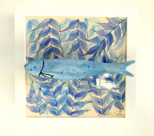 Carregar imagem no visualizador da galeria, Quadro Azulejo Sardinha, Folhagem/Efeito- Respingos Coloridos/ Azul - 24x24cm