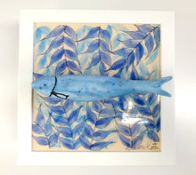 Carregar imagem no visualizador da galeria, Quadro Azulejo Sardinha, Folhagem/Efeito- Respingos Coloridos/ Azul - 24x24cm