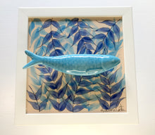 Carregar imagem no visualizador da galeria, Quadro Azulejo Sardinha, Folhagem/Azul Claro - 24x24cm