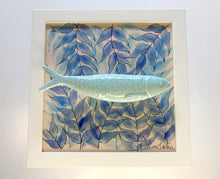 Carregar imagem no visualizador da galeria, Quadro Azulejo Sardinha, Folhagem/Azul Claro 24x24cm