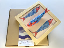 Carregar imagem no visualizador da galeria, Quadro Azulejo Sardinha, Artistica/Trio/Azul e Vermelho- 24x24cm