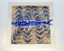 Carregar imagem no visualizador da galeria, Quadro Azulejo Sardinha, Folhagem - Efeito/ Azul - 24x24cm