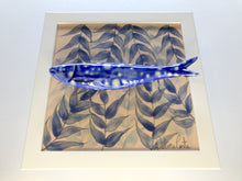 Carregar imagem no visualizador da galeria, Quadro Azulejo Sardinha, Folhagem - Efeito/ Azul - 24x24cm