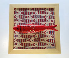 Carregar imagem no visualizador da galeria, Quadro Azulejo Sardinha, Listrado/ Efeito/ Vermelho - 24x24cm