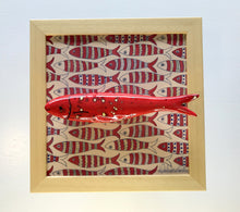 Carregar imagem no visualizador da galeria, Quadro Azulejo Sardinha, Listrado/ Efeito/ Vermelho - 24x24cm