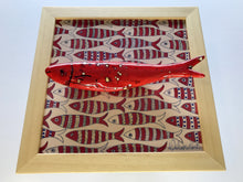 Carregar imagem no visualizador da galeria, Quadro Azulejo Sardinha, Listrado/ Efeito/ Vermelho - 24x24cm
