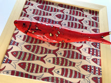 Carregar imagem no visualizador da galeria, Quadro Azulejo Sardinha, Listrado/ Efeito/ Vermelho - 24x24cm