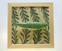 Carregar imagem no visualizador da galeria, Quadro Azulejo Sardinha, Folhagem/ Verde - 24x24cm