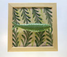 Carregar imagem no visualizador da galeria, Quadro Azulejo Sardinha, Folhagem/ Verde - 24x24cm