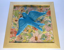 Carregar imagem no visualizador da galeria, Quadro Azulejo Andorinha, Aquarela - Floral - 24x24cm
