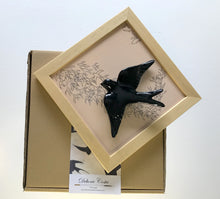 Carregar imagem no visualizador da galeria, Quadro Azulejo Andorinha, Simples Assim/Filete/Preto - 24x24cm