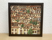 Carregar imagem no visualizador da galeria, Quadro com Pintura Naif, com Moldura de Madeira, Pintura em Azulejo, Arte Naif, pintado à Mão, Decoração, Edição limitada, Pequeno 24x24cm