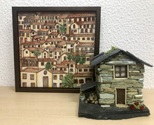 Carregar imagem no visualizador da galeria, Quadro com Pintura Naif, com Moldura de Madeira, Pintura em Azulejo, Arte Naif, pintado à Mão, Decoração, Edição limitada, Pequeno 24x24cm