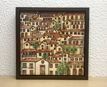 Carregar imagem no visualizador da galeria, Quadro com Pintura Naif, com Moldura de Madeira, Pintura em Azulejo, Arte Naif, pintado à Mão, Decoração, Edição limitada, Pequeno 24x24cm