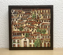 Carregar imagem no visualizador da galeria, Quadro com Pintura Naif, com Moldura de Madeira, Pintura em Azulejo, Arte Naif, pintado à Mão, Decoração, Edição limitada, Pequeno 24x24cm