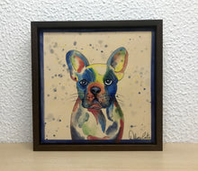 Carregar imagem no visualizador da galeria, Quadro de Azulejo, Pintado à Mão, Pintura Pop, com Moldura, Pintura Original, Cachorro Buldogue, Pop Art, Decoração, Arte para Pendura