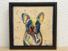 Carregar imagem no visualizador da galeria, Quadro de Azulejo, Pintado à Mão, Pintura Pop, com Moldura, Pintura Original, Cachorro Buldogue, Pop Art, Decoração, Arte para Pendura