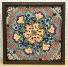 Carregar imagem no visualizador da galeria, Quadro de Azulejo, Pintado à Mão, com Moldura, Pintura Original, Mandala, Pop Art, Decoração, Arte para Pendura,