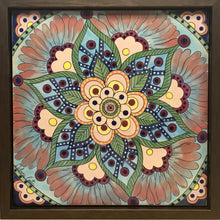 Carregar imagem no visualizador da galeria, Quadro de Azulejo, Pintado à Mão, com Moldura, Pintura Original, Mandala, Pop Art, Decoração, Arte para Pendura,
