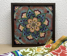 Carregar imagem no visualizador da galeria, Quadro de Azulejo, Pintado à Mão, com Moldura, Pintura Original, Mandala, Pop Art, Decoração, Arte para Pendura,