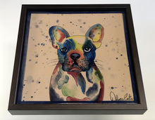 Carregar imagem no visualizador da galeria, Quadro de Azulejo, Pintado à Mão, Pintura Pop, com Moldura, Pintura Original, Cachorro Buldogue, Pop Art, Decoração, Arte para Pendura