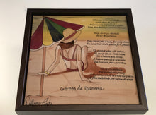 Carregar imagem no visualizador da galeria, Quadro de Azulejo, Pintado à mão, com Moldura de Madeira, Decoração, Música Garota de Ipanema, Arte e Cultura, Clássico, Brasileiro, Pequeno