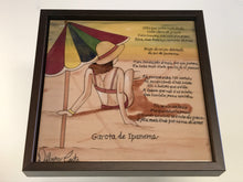 Carregar imagem no visualizador da galeria, Quadro de Azulejo, Pintado à mão, com Moldura de Madeira, Decoração, Música Garota de Ipanema, Arte e Cultura, Clássico, Brasileiro, Pequeno