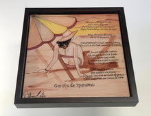 Carregar imagem no visualizador da galeria, Quadro de Azulejo, Pintado à mão, com Moldura de Madeira, Decoração, Música Garota de Ipanema, Arte e Cultura, Clássico, Brasileiro, Pequeno