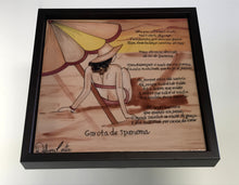 Carregar imagem no visualizador da galeria, Quadro de Azulejo, Pintado à mão, com Moldura de Madeira, Decoração, Música Garota de Ipanema, Arte e Cultura, Clássico, Brasileiro, Pequeno