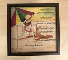 Carregar imagem no visualizador da galeria, Quadro de Azulejo, Pintado à mão, com Moldura de Madeira, Decoração, Música Garota de Ipanema, Arte e Cultura, Clássico, Brasileiro, Pequeno