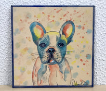 Carregar imagem no visualizador da galeria, Azulejo 20cm, Pintado à Mão, Pet, Dog, Animal de Estimação, Cachorro Buldogue, Quadro, Decorativo, para Penduarar, Pop Art, Pintura Original