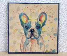 Carregar imagem no visualizador da galeria, Azulejo 20cm, Pintado à Mão, Pet, Dog, Animal de Estimação, Cachorro Buldogue, Quadro, Decorativo, para Penduarar, Pop Art, Pintura Original