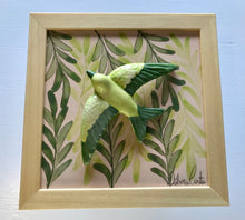 Carregar imagem no visualizador da galeria, Quadro Azulejo Andorinha, Folhagem/Esperaça - 24x24cm