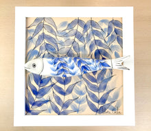 Carregar imagem no visualizador da galeria, Quadro Azulejo Sardinha, Algas Marinhas - 24x24cm