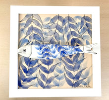 Carregar imagem no visualizador da galeria, Quadro Azulejo Sardinha, Algas Marinhas - 24x24cm